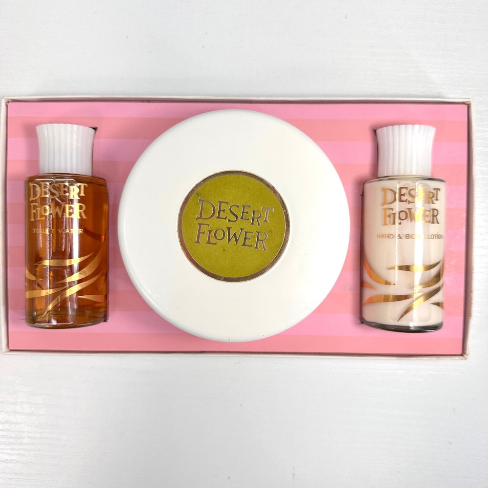 Vintage Shulton Desert Flower Toilet Water Lotion‎ Powder Gift Set with Box